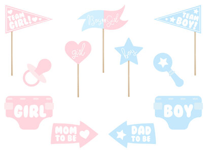 Foto props Gender Reveal, 11-delig Foto props Gender Reveal, 11-delig