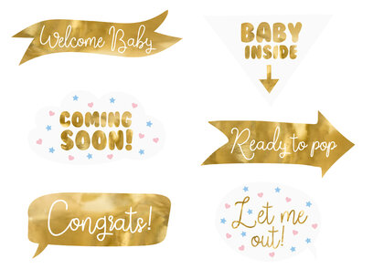 Foto props Babyshower, 6 stuks Foto props Babyshower, 6 stuks