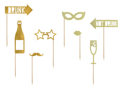 Foto props Party, goud, 8 stuks Foto props Party, goud, 8 stuks