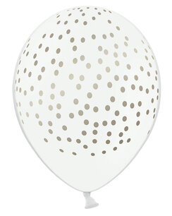 Stippen wit/goud ballon, 30cm Stippen wit/goud ballon, 30cm