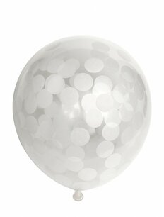 Wit Confetti ballonnen, 30cm, met XL confetti, 6 st. Wit Confetti ballonnen, 30cm, met XL confetti, 6 st.