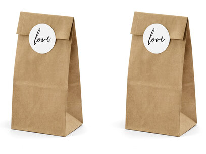 Kraft Uitdeelzakjes / gift bags Love, 6 stuks, papier Kraft Uitdeelzakjes / gift bags Love, 6 stuks, papier