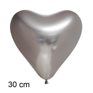Zilver Chrome Hart Ballon (30cm) Zilver Chrome Hart Ballon (30cm)