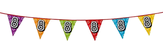 8 jaar, Holografische Vlaggenlijn, 8 meter 8 jaar, Holografische Vlaggenlijn, 8 meter