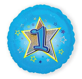 1 jaar Folieballon blauw, holografisch, 45 cm 1 jaar Folieballon blauw, holografisch, 45 cm