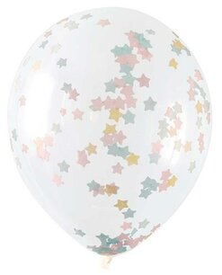 Roze-Blauw-Goud Confetti ballonnen met sterretjes confetti, 5 stuks, 40cm Roze-Blauw-Goud Confetti ballonnen met sterretjes confetti, 5 stuks, 40cm