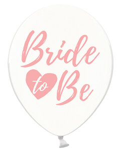Bride to Be ballon, transparant/roze, 30cm Bride to Be ballon, transparant/roze, 30cm