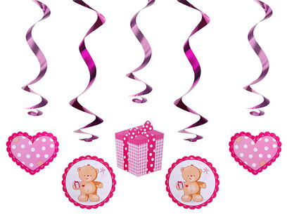 Beertjes, Swirl hangdecoratie Roze, 5-delig Beertjes, Swirl hangdecoratie Roze, 5-delig