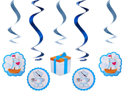 Beertjes Swirl hangdecoratie Blauw, 5-delig Beertjes Swirl hangdecoratie Blauw, 5-delig
