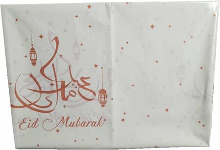 Eid Mubarak Tafelkleed, wit-rose gold, 120x180cm Eid Mubarak Tafelkleed, wit-rose gold, 120x180cm