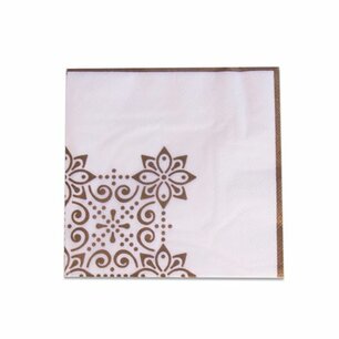 Eid Mubarak Servetten, wit-goud, 20 stuks Eid Mubarak Servetten, wit-goud, 20 stuks