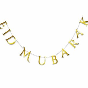 Eid Mubarak slinger, goud, circa 300 cm Eid Mubarak slinger, goud, circa 300 cm