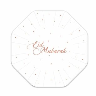 Eid Mubarak bordjes, wit-rose gold, 8 stuks, 18 cm Eid Mubarak bordjes, wit-rose gold, 8 stuks, 18 cm