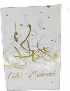 Eid Mubarak Tafelkleed, wit-goud, 120x180cm Eid Mubarak Tafelkleed, wit-goud, 120x180cm