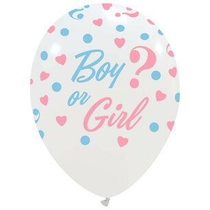 Boy or Girl?, Gender reveal Ballon wit, 30 cm Boy or Girl?, Gender reveal Ballon wit, 30 cm