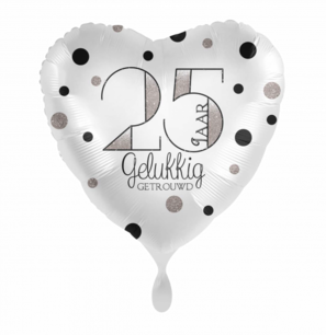 25 jaar Getrouwd Folieballon Hart, 43 cm 25 jaar Getrouwd Folieballon Hart, 43 cm