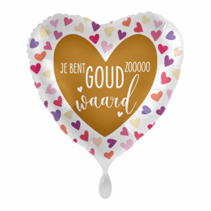 Goud waard Folieballon hart, 43 cm Goud waard Folieballon hart, 43 cm