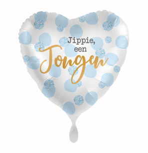 Jippie, een Jongen Folieballon Hart, 43 cm Jippie, een Jongen Folieballon Hart, 43 cm