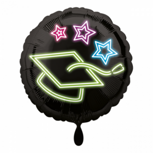 Geslaagd zwart/neon Folieballon, 43 cm Geslaagd zwart/neon Folieballon, 43 cm