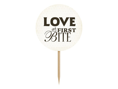 Sweet Love prikkers / cupcake toppers, 6 stuks Sweet Love prikkers / cupcake toppers, 6 stuks