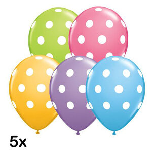 Multicolor polka dots Ballonnen, 5 stuks, 30 cm Multicolor polka dots Ballonnen, 5 stuks, 30 cm