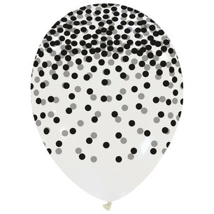 Zwart Confetti Rain ballon, 30 cm Zwart Confetti Rain ballon, 30 cm