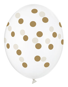 Transparant met goud Polka dots Ballon, 30cm Transparant met goud Polka dots Ballon, 30cm