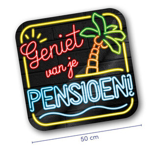 Hoera Pensioen huldeschild neon, 50x50cm Hoera Pensioen huldeschild neon, 50x50cm