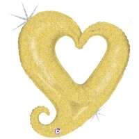 Goud Open Hart holographic Folieballon, 94 cm Goud Open Hart holographic Folieballon, 94 cm