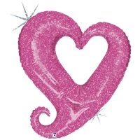 Fuchsia Open Hart holographic Folieballon, 94 cm - roze Fuchsia Open Hart holographic Folieballon, 94 cm - roze