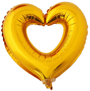 Goud Open Hartje Folieballon, 28 cm Goud Open Hartje Folieballon, 28 cm