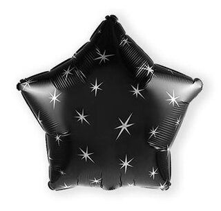 Zwart Sparkle Ster folieballon, 43 cm Zwart Sparkle Ster folieballon, 43 cm