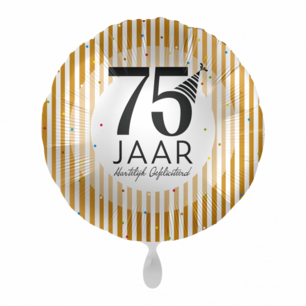 75 jaar folieballon, 43 cm 75 jaar folieballon, 43 cm