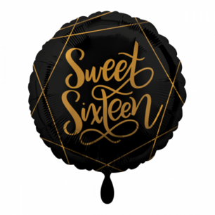 Sweet Sixteen Folieballon zwart, 43 cm Sweet Sixteen Folieballon zwart, 43 cm