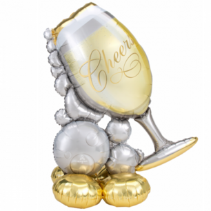 Bubbly wijnglas folieballon staand, 129 cm Bubbly wijnglas folieballon staand, 129 cm