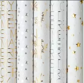 Kerst cadeaupapier Luxe, White Christmas, rol 150 x 70 cm Kerst cadeaupapier Luxe, White Christmas, rol 150 x 70 cm