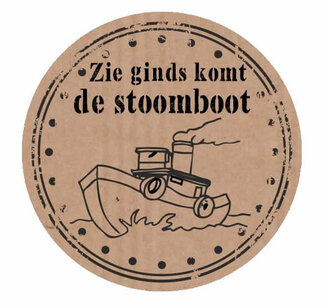 Etiket Sinterklaas Stoomboot, 35mm, per stuk Etiket Sinterklaas Stoomboot, 35mm, per stuk