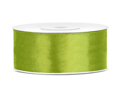 Groen, appel/lime Satijn lint, 25mm, rol 25 m Groen, appel/lime Satijn lint, 25mm, rol 25 m