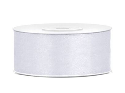 Wit Satijn lint, 25mm, rol 25 m
