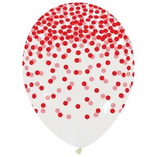 Rood Confetti Rain ballon, 30 cm Rood Confetti Rain ballon, 30 cm