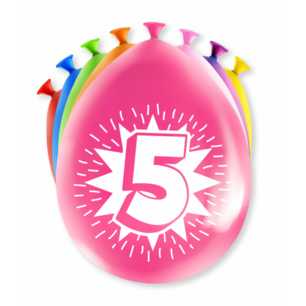 5 jaar, ballonnen, 8 stuks 5 jaar, ballonnen, 8 stuks