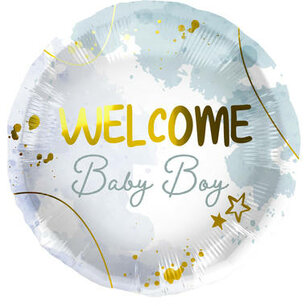 Welcome Baby Boy folieballon, 45 cm Welcome Baby Boy folieballon, 45 cm