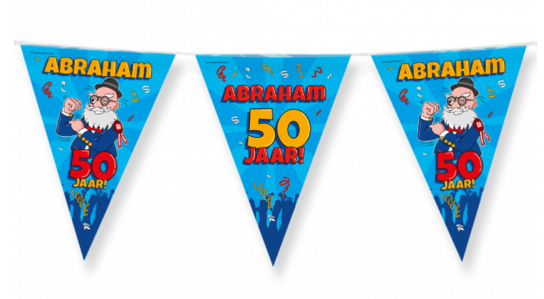 Abraham 50 jaar, vlaggenlijn Cartoon, 10 m Abraham 50 jaar, vlaggenlijn Cartoon, 10 m