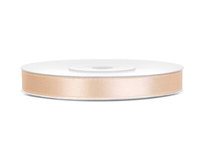 Creme Satijn lint, 6mm, rol 25 m Creme Satijn lint, 6mm, rol 25 m