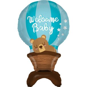 Welcome Baby folieballon blauw staand, 97 cm Welcome Baby folieballon blauw staand, 97 cm