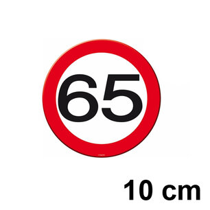 65 jaar, Verkeersbordje mini, 10 cm, plastic 65 jaar, Verkeersbordje mini, 10 cm, plastic