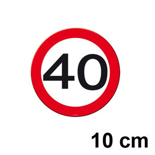 40 jaar, Verkeersbordje mini, 10 cm, plastic 40 jaar, Verkeersbordje mini, 10 cm, plastic