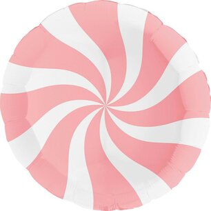 Roze: lichtroze Peppermint Candy Folieballon, 46 cm Roze: lichtroze Peppermint Candy Folieballon, 46 cm