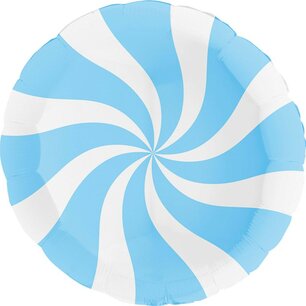 Blauw: lichtblauw Peppermint Candy Folieballon, 46 cm Blauw: lichtblauw Peppermint Candy Folieballon, 46 cm