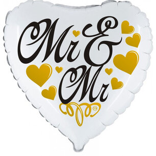 Mr & Mr Folieballon Hart wit, 46 cm Mr & Mr Folieballon Hart wit, 46 cm